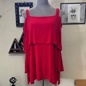 Chico’s off the shoulder red long 3/4 sleeve top
